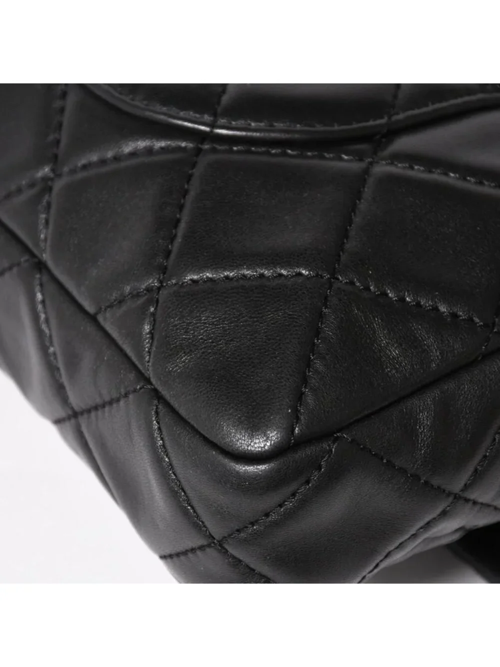 Chanel 2.55 Roll Clutch CC Logo Lambskin Black Ruthenium